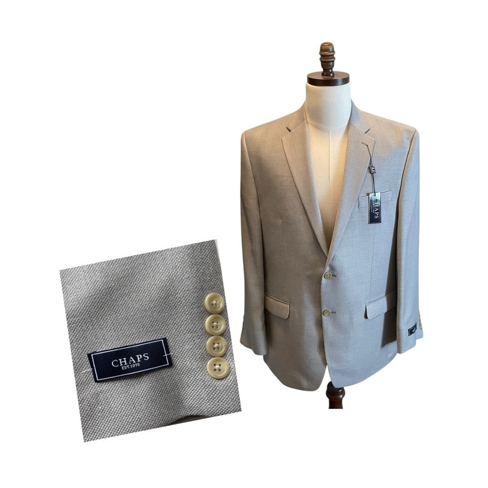 Chaps Mens Suit Jacket Blazer Gray Linen Blend Size 44R NWT Sport Jacket